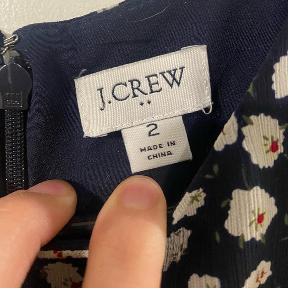 J.Crew A line Dress Fit Flare Floral Sleeveless Navy Blue Yellow Red Size 2 - Picture 4 of 9